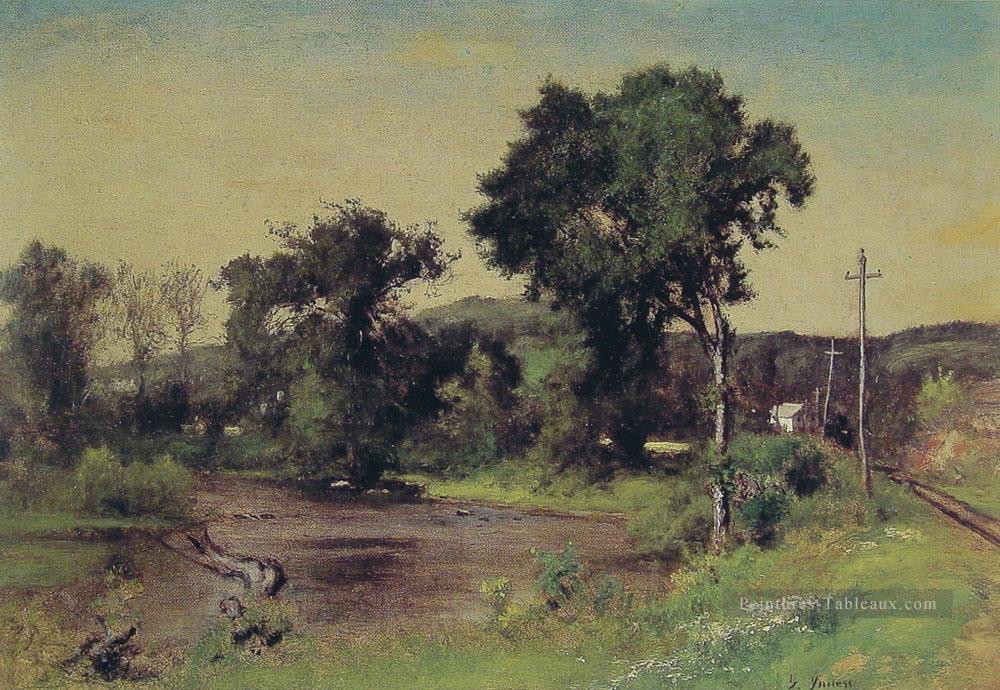 Pompton Junction paysage Tonaliste George Inness Rivière Peintures à l'huile